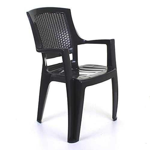 Marko Grey Plastic Chair Garden Outdoor Furniture Stacking Patio Rattan Armchair BBQ (Set of 2 Chairs)