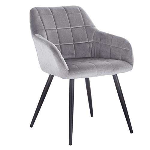 WOLTU 1 X Kitchen Dining chair Grey with arms and backrest,Living Room chair chair for bedroom Velvet,BH93gr-1