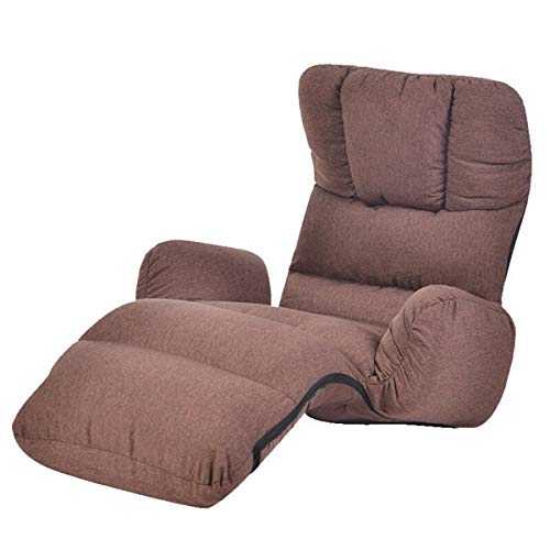 HJFGSAKUpholstered Armchair Floor Seating Furniture Modern Folding Lazy Sofa Chair Sleeping Daybed Chaise Lounge,Brown color Recliner