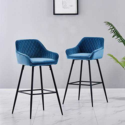 Jymtom Bar Stools Set of 2 Kitchen Chairs with Backrest, Footrest, Armrests Metal Counter Stool,Teal 2pc