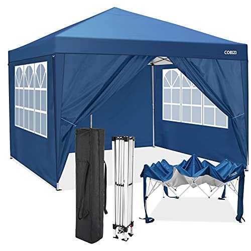 COBIZI Pop up 3m x 3m Gazebo with Side Walls Garden Gazebo Marquee Outdoor Camping UV Protection Tent, with 4 Sidewalls