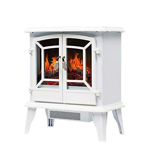 JHKGY Portable Electric Fireplace Stove,Freestanding Portable Electric Log Wood Burner Effect,Electric Fireplace Stove Heater 1500W with Fire Flame Effect, Indoor Electric Stove Heater,white