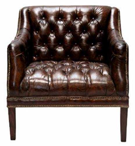 Casa Padrino luxury genuine leather living room armchair dark brown 80 x 84 x H. 79 cm - Chesterfield Furniture