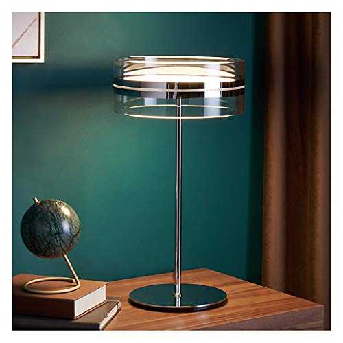 YIAAN Table Lamp Bedside Glass and Metal LED Table Lamp with Glass Shade Desk Lamp Night Light Lamps Indoor Decorative lamp for Centerpiece Gift Nightstand Lamp (Color : Clear)