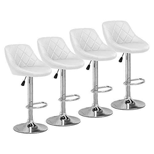 Ansley&HosHo White Bar Stool Swivel Set of 4 for Kitchen Padded Bar Pub Stool Height Adjustable Home Dining Stool Dining Chair for Bar Table Kitchen Counter Restaurant Bar Pub Café Bistro