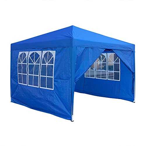WEIBO Waterproof 2.5x2.5m Pop Up Gazebo Party Tent BBQ Canopy Outdoor Awning with Side Walls, Blue