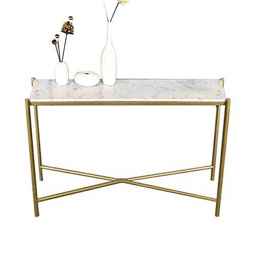 JIAYUAN Table Narrow Console Table X-Design Slim Entryway Accent Table Sofa Side Table with Gold Metal Frame Marble Hallway Entry Table for Living Room Porch Doorway
