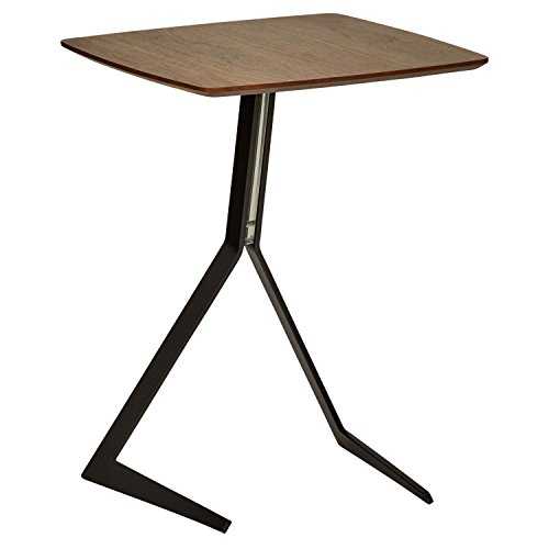 Amazon Brand - Rivet Industrial Tilted Wood & Metal End/Side Table, 44 x 44 x 59cm, MDF with Walnut Veneer/Black Metal