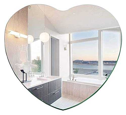 Makeup Mirror Heart-Shaped Wall Mirror Glass Frameless Makeup Mirror for Vanity Bathroom Entryways Washrooms Living Rooms Bathroom Mirror (Size : 45x50cm)