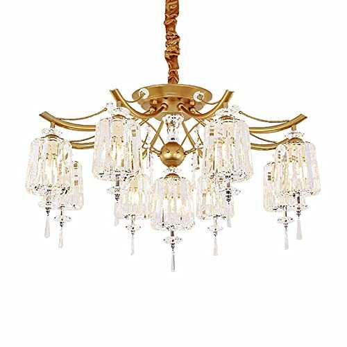SLTO Northern Europe Crystal Chandelier Light Luxury E27 Ceiling Light Modern Adjustable Height Ceiling Lamp Fixture For Bedroom Hallway Closet Entryway Stairs-Golden 90x45cm