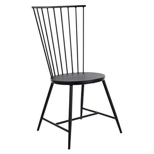 OSP Home Furnishings Metal Dining Room Chair with Curved Back, Alloy Steel, Black Finish, 23D x 21.25W x 39.5H in