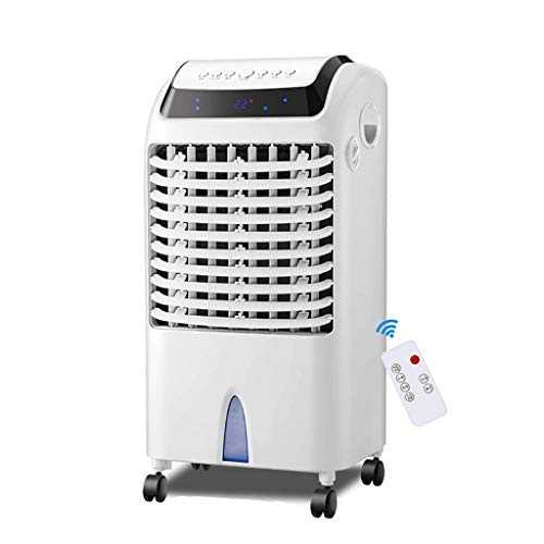 Air Cooler for Home Office Household Mobile Portable Air Cooler, Cold Hot Air Conditioner 3 Wind Speed 3 Wind Class Code Timing 5L Water Tank Visible Screen 4-in-1 Cooling Fan White ( Color : White )