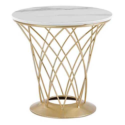 XWZJY Nordic Simple End/Side Tables Round Dinner Table Marble Coffee Table for Living Room Office(Golden+White)