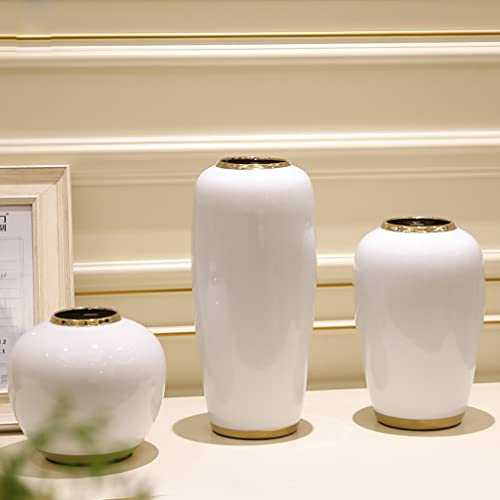 Ceramic Decorative Vase Set for Home Office, Elegant Flower Vase Modern Home Decor Floral Arrangement Vase for Tabletop Decoration, Set of 3