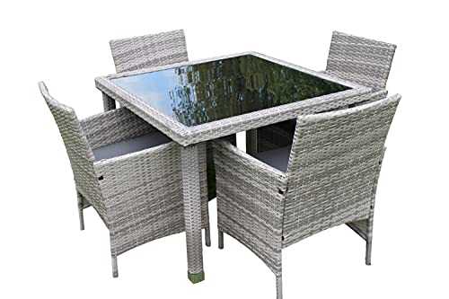 Stratford Rattan Weave Garden 4 Seater Dining Set Complete With Cushions