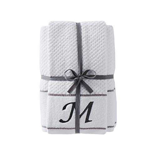 SKL Home by Saturday Knight Ltd. Monogram M Bath and Hand Towel Set, White,4-pack