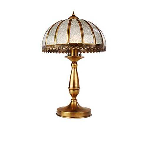 Vintage Table Lamp Bedside Study Room Decorative Brass Desk Lamp For Bedroom Living Room,Antique Reading Lamp Petal Lampshade Dorm Decor Table Light-Copper 30 * 50cm