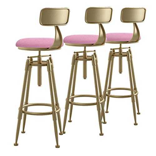 ZRN Modern Minimalist Style Round Kitchen Breakfast Area Stool Chair Golden Metal Legs Bar stool set 3,Breakfast Bar,Adjustable Swivel Gas Lift,Various Styles Available