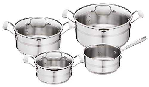 Tefal E891S7 Brushed Jamie Oliver E891S734 Stainless Steel 7-Piece Pot Set, 4.7 liters