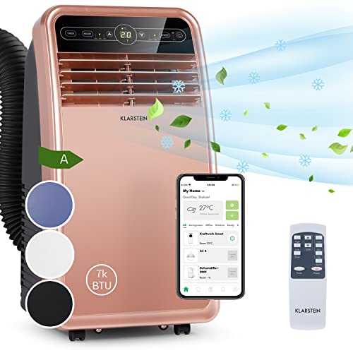 Klarstein Metrobreeze New York Smart - Mobile Air Conditioner, 3-in-1: Air Conditioner/Dehumidifier/Fan, WiFi: App Control, EEC A, 290 m³ / h, Rooms Up to 34 m², 7000 BTU / 2.1 kW, Pink