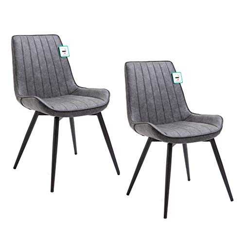 Cherry Tree Furniture Cala SET OF 2 Retro Grey PU Leather Desk Chairs/Dining Chairs