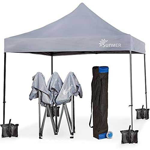 SUNMER 3x3M Pop-Up Gazebo - Fully Waterproof with Heavy Duty Steel Frame - Wheeled Bag Included for Easy Transportation - Grey