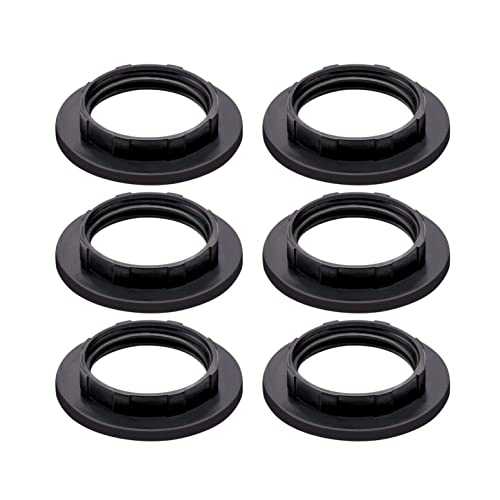 CCHAMP 6 x Lampshade Collar Ring Converter E14 Plastic Black, lamp Collar Ring, lampshade Reducer Ring e14, lamp Holder Replacement Screw Ring