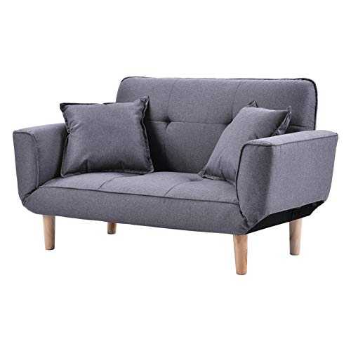 WSZMD Sofa Bed Modern And Simple Gray Sofa Linen Fabric With Grab Living Room 2 Seater Sofa Couch Settee Recliner Sleeper Light Gray，sofa Bed (Color : Light Gray)