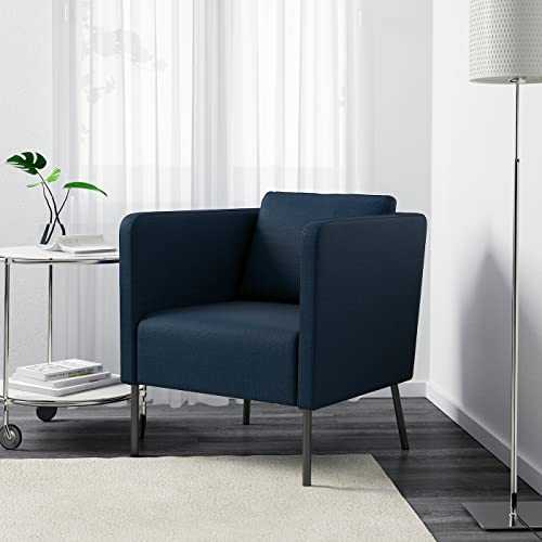 Panana Fabric Accent Chair Living Room Armchair Tub Side Chair Sofa Lounge Chair With Back Cushion (Dark Blue)