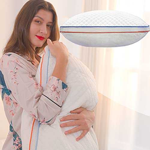 Pillow for Sleeping with Pillowcase, Bed Pillows Warm and Cool Double Sided for All Season, Hotel Quality Pillow for Neck Pain, Fluffy Queen Pillows for Front, Back and Side Sleepers Pillow 75*50cm