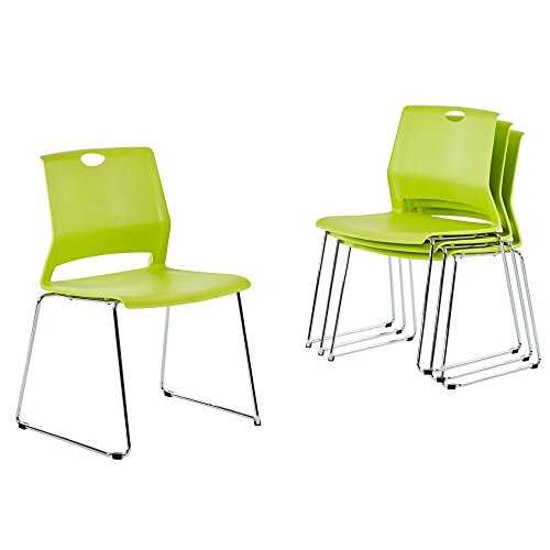 Sidanli Plastic Stacking Chair Business, Modern Design Dining Chair Home, Green (Set of 4)
