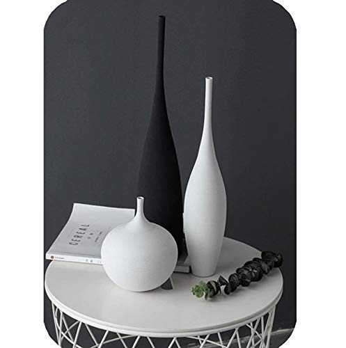 3PCS Set Black White Simple Nordic INS Ceramic Vase Modern Home Decoration Ornaments Countertop Vase Creative Artistic Living Room Flower Candle Arrangement Vase