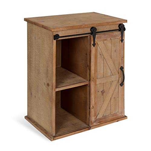 Kate and Laurel 213065 Cates Wood End Table with Sliding Barn Door, 14x22x27, Rustic Brown