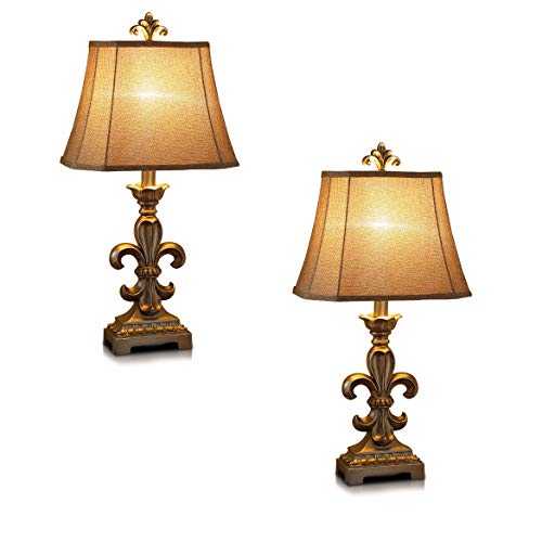 HDZWW Bedside Table Lamps - Small Nightstand Lamps Set of 2 with Fabric Shade Bedside Desk Lamps for Bedroom, Living Room, Office, Kids Room, Girls Room, Dorm 24 Inches