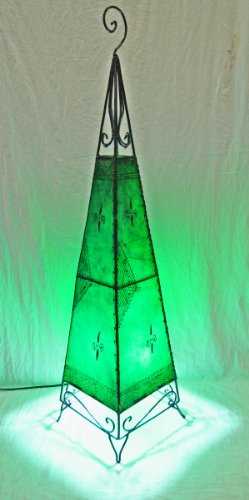 Plain Moroccan Henna Floor Lamp - Pyramid - Green 100Cm -