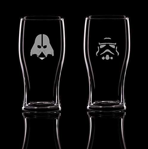 Star Wars Darth Vader and Stormtrooper Set of 2 Pint Glass, beer glass, pub glasses 500ml etched beer glass
