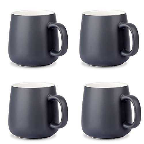 NEWANOVI Ceramic Mug Set of 4 Smooth Frosted Porcelain Mug, Coffee Mugs, Tea mugs for Office and Home, Health Gift, Maximum Capacity 12.2oz, Grey