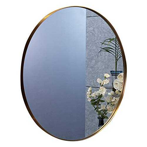 QDY Wall Round Mirror Nordic Round Bathroom Mirror, Gold Circle Wall-mounted Vanity Mirror, Stainless Steel Metal Frame, 50/60/70cm