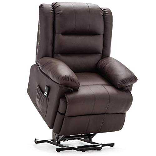 More4Homes LOXLEY DUAL MOTOR ELECTRIC RISE RECLINER BONDED LEATHER ARMCHAIR ELECTRIC LIFT RISER CHAIR (Brown)