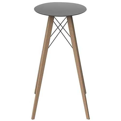 Vondom - Faz Wood Round Black HPL Table and Natural Oak Legs Diameter 60 x Height 105 cm