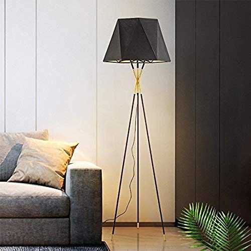 FKKLGNBDR Floor Lamps Iron Metal Tripod Floor Lamp Minimalist Black Gold Retro Floor Lamp Modern Bedroom Reading Lamp For Bedroom Living Room Office Home Decoration Lighting (Color : H:162cm/?:55)