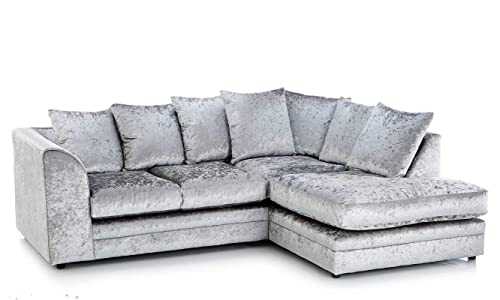 HHI Modern Silver Crushed Velvet Chicago Michigan Sofas -Cheap sofa for sale-Living Rooms Furniture(Corner Sofa (Right Side Sofa))