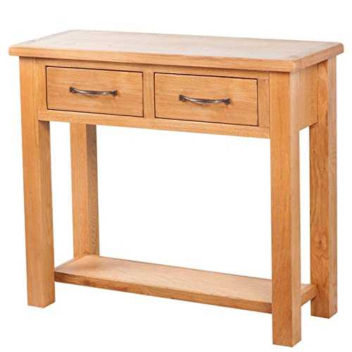 ZLLY Living Room Corridor End Table OAK Console Table 2 Drawers Hallway Storage Living Room Solid Wood Sideboard