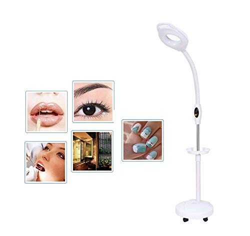 ZJGT Beauty Salon Floor Standing Magnifying Glass Lamp, 16X LED Light Ultra Bright Energy Saving With Rolling Floor Stand For Skin Care Beauty Salons Manicure Tattoo 93