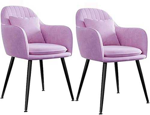 YATBzz Upscale Dining Chairs Armchairs Kitchen Velvet Dining Chairs Set of 2,Modern Vanity Chair Arm Chairs with Metal Legs for Living Room Chairs (Color : Purple, Size : Black legs)