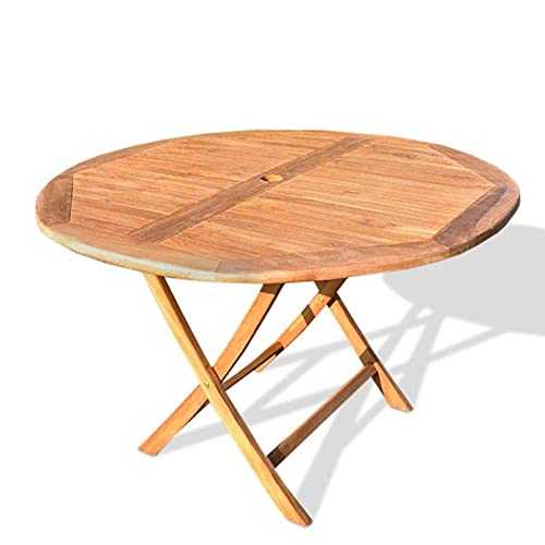 Teakwood Dining Set | Double extendable & Round Dining table with 8 and 4 Folding Chairs Ideal for Outdoor | Garden Furniture Seating (Round Table)