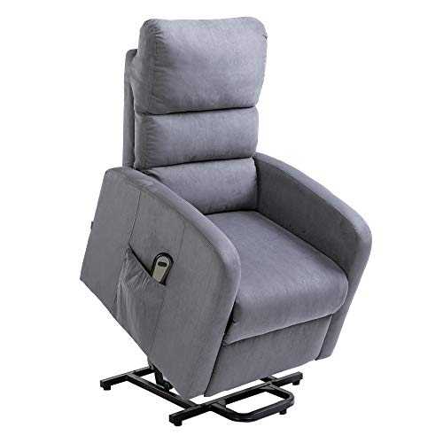 Homegear Microfibre Power Lift Recliner Chair with Electric Recline and Remote Charcoal