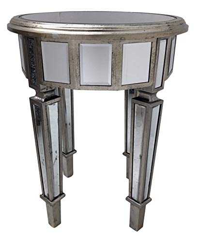Interiors In Vogue Mirrored End Table Round Furniture Home Decor Venetian Bedside Bedroom Glass