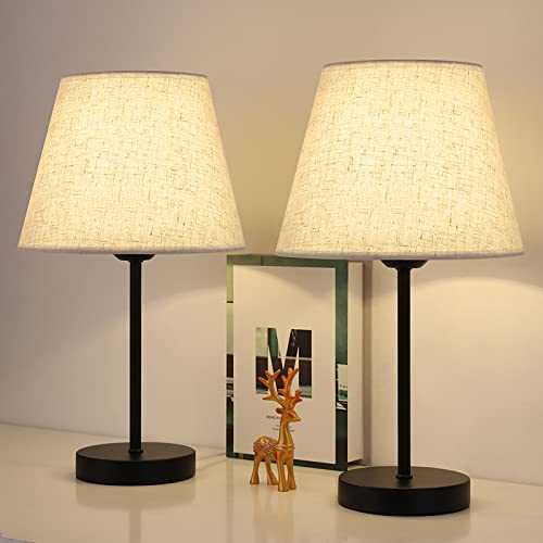 Bedside Table Lamps Set of 2, Small Table Lamps Pair, Modern Table Lamps Classic Nightstand Table Lamps for Bedroom, Living Room, Table