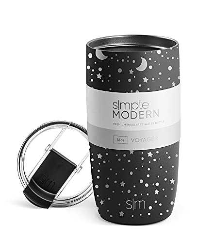 Simple Modern Voyager Travel Mug Leakproof Resuable Coffee Cup Vacuum Insulated Stainless Steel Thermal Flask Tumbler BPA-Free with 2 Lids: Flip and Straw Lid for Hot or Cold D